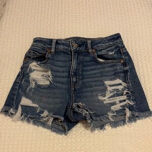 Women’s Distressed Dark Blue Denim Shorts - A&E